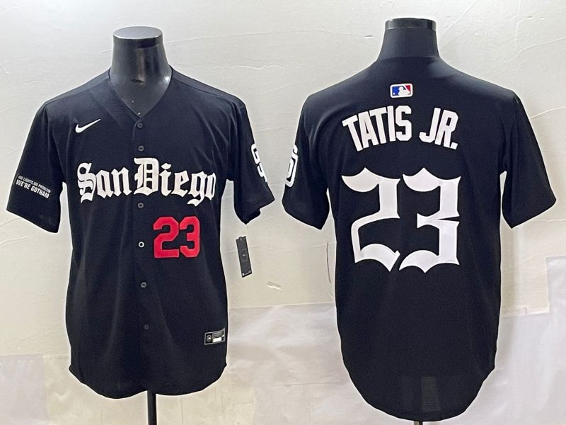 Men 2025 San Diego Padres #23 Tatis jr Black Five generations Joint Name Nike MLB Jersey style 7->san diego padres->MLB Jersey